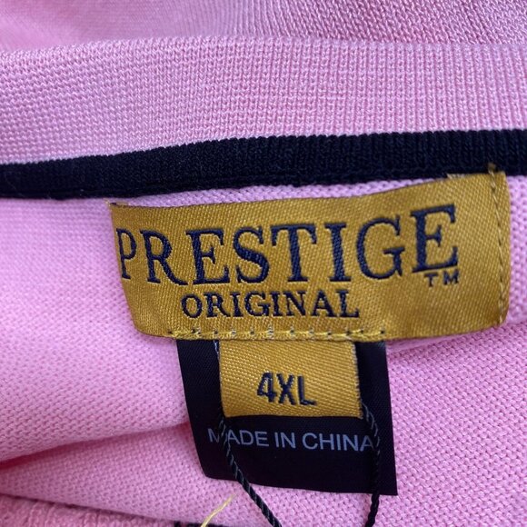 NEW PRESTIGE Men’s Belair Luxury Short Sleeve Knit Polo Shirt Size 4XL Pink - Picture 2 of 9
